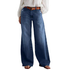 Damen Weite Jeans im Boho-Stil mit hohem Bund und komfortablem Schnitt R&B