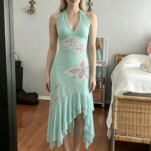 Damen Elegantes Maxikleid mit floralem Design und asymmetrischem Saum R&B