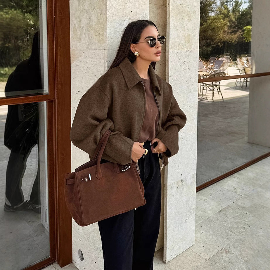 Damen Kapuzenjacke im Vintage-Stil mit oversized Schnitt und Reißverschluss R&B