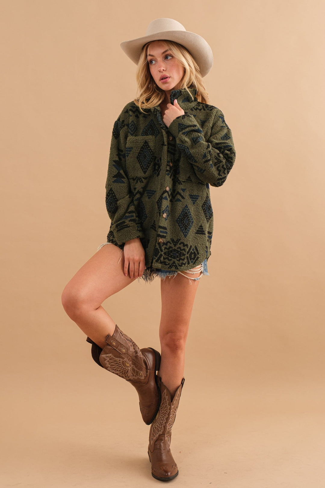 R&B | Retro Plüschjacke mit Reverskragen
