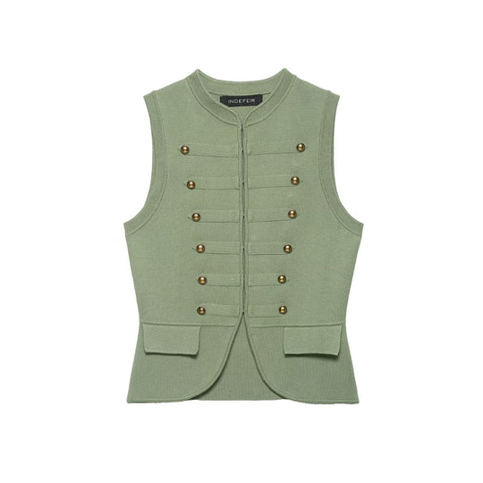 Damen raffinierte Utility-Weste im Militärstil mit Knopfdetails R&B