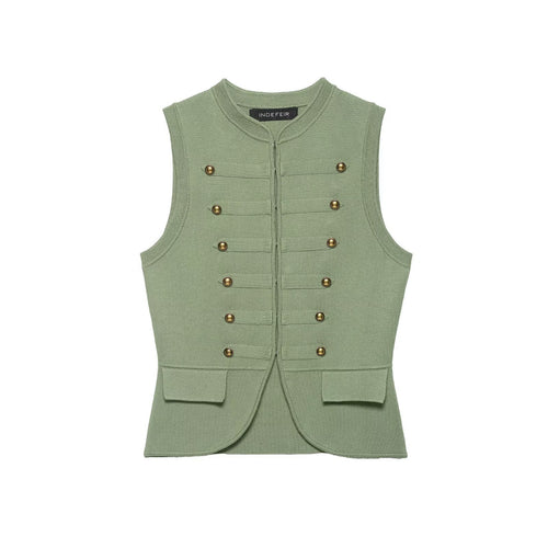 Damen raffinierte Utility-Weste im Militärstil mit Knopfdetails R&B