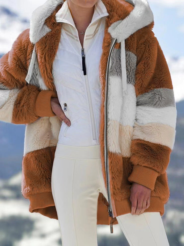Damen Fleecejacke mit modernen Farbblöcken und praktischen Taschen R&B