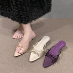 Damen Elegante Slingback-Mules mit dekorativen Schleifen R&B