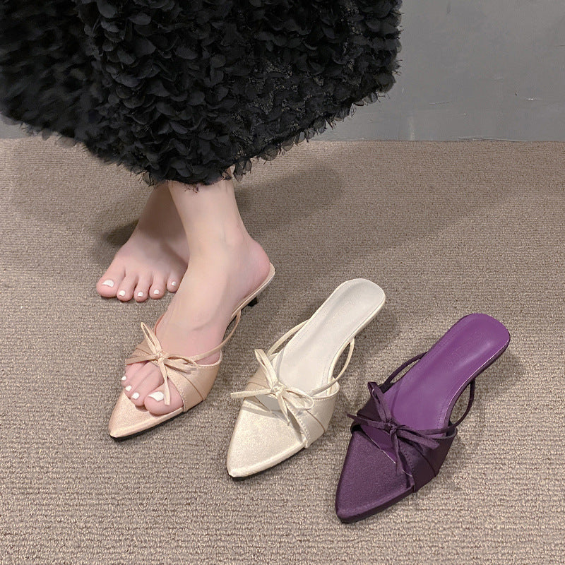 Damen Elegante Slingback-Mules mit dekorativen Schleifen R&B
