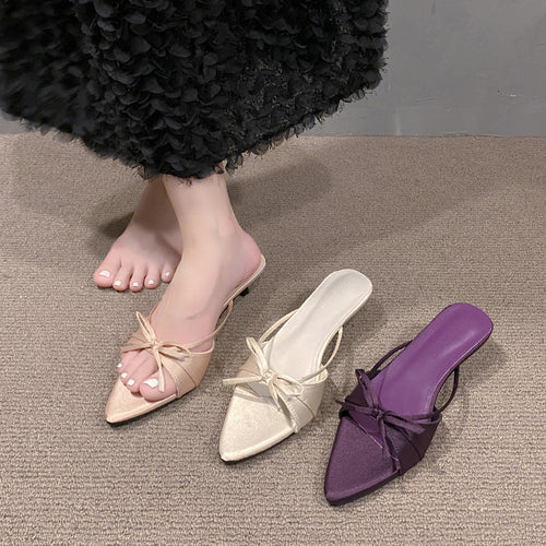 Damen Elegante Slingback-Mules mit dekorativen Schleifen R&B