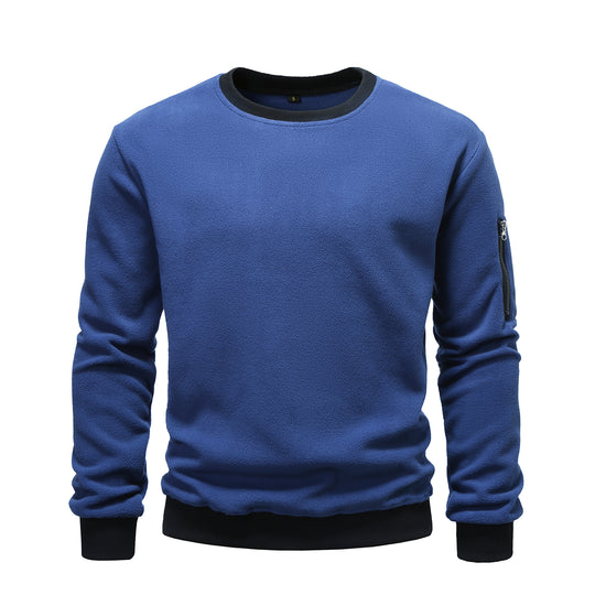 Herren kuscheliger Fleece-Pullover mit Reißverschlusstasche R&B