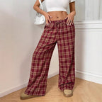 Damen Weite Karohose mit elastischem Bund und praktischen Taschen R&B