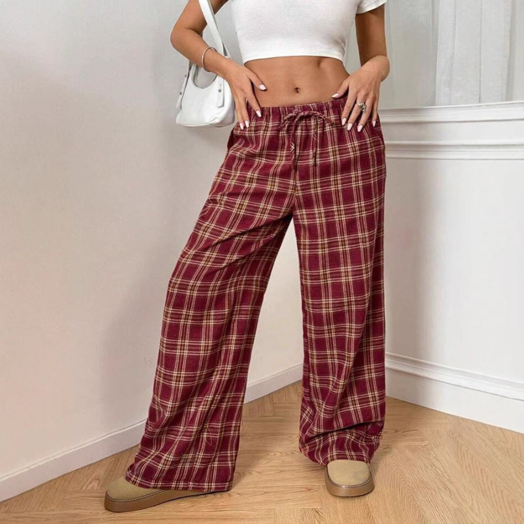 Damen Weite Karohose mit elastischem Bund und praktischen Taschen R&B