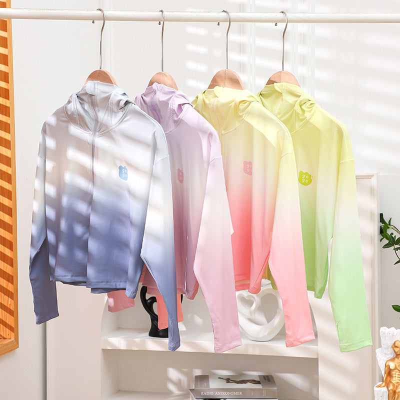 Damen nan leichte UV-Schutz Kapuzenjacke aus Funktionsstretch mit durchgehendem Reißverschluss und Raglanärmeln R&B