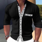 Herren Modische Langarmbluse mit dekorativem Kragen und edlem Design R&B