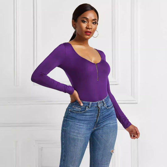 Damen Eleganter Langarmbody aus angenehmem Stretchmaterial R&B