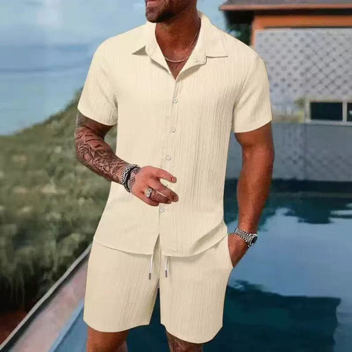 Herren atmungsaktives Sport-Set mit Kurzarm-Hemd und Shorts R&B