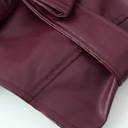 Damen elegante Kunstlederjacke mit tailliertem Schnitt und Bindegürtel R&B