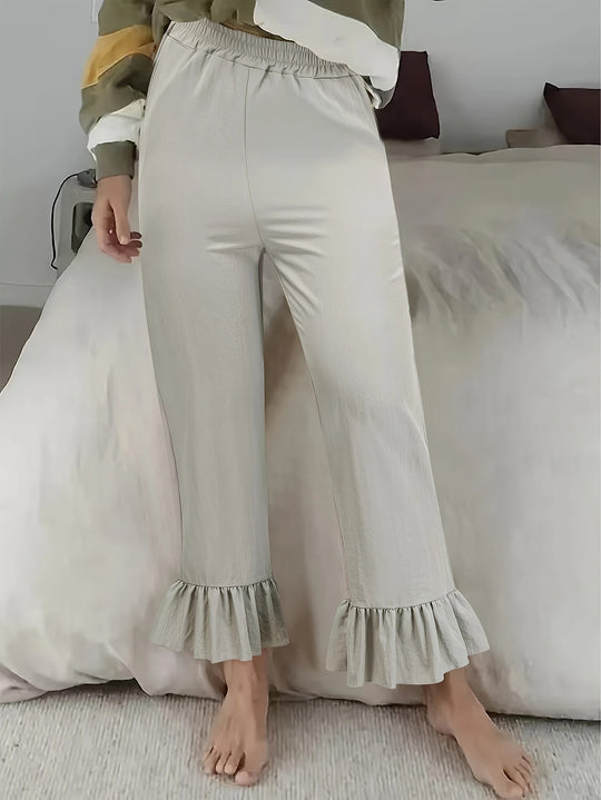 Damen Freizeithose mit Rüschenabschlüssen R&B