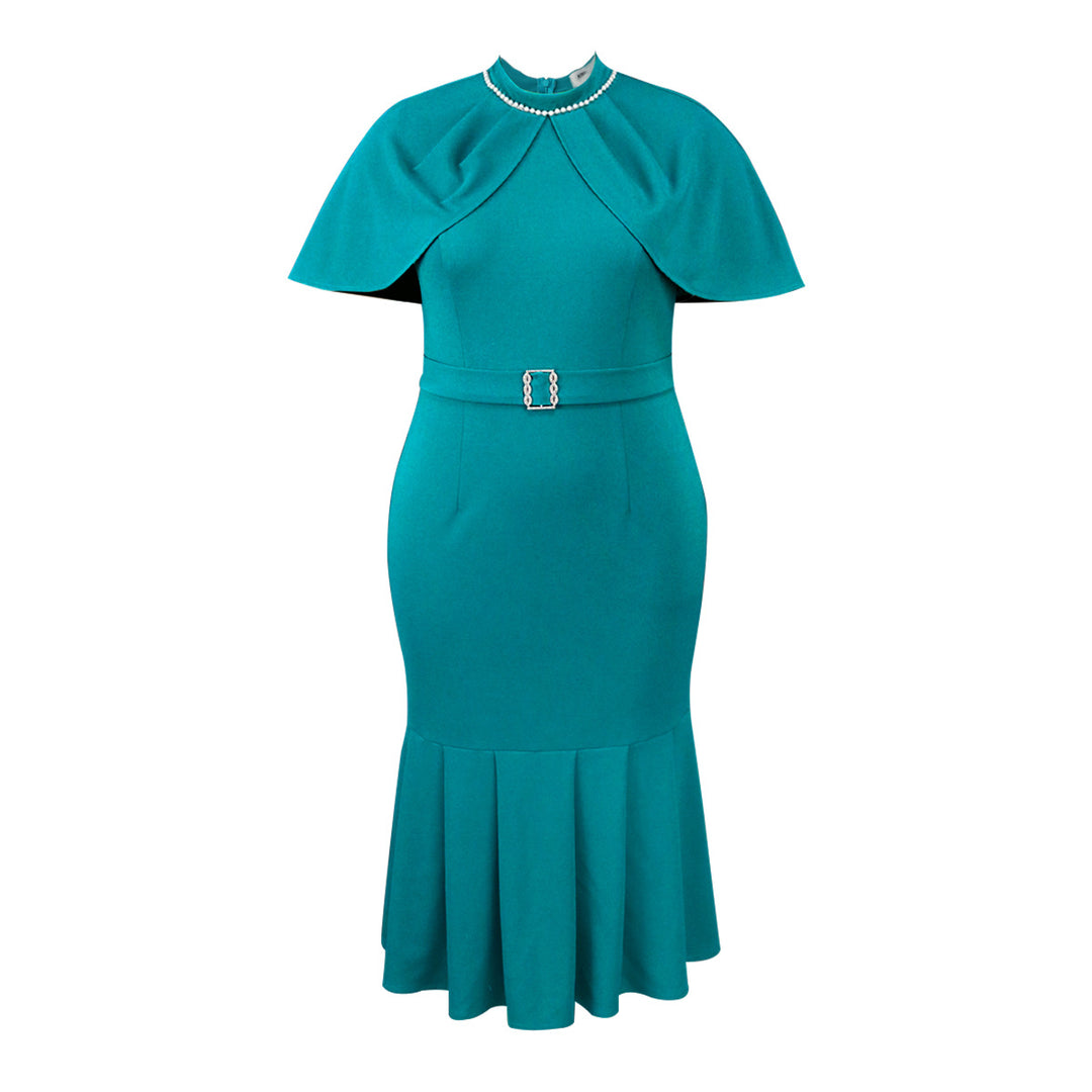 Damen elegantes Abendkleid mit schickem Cape und figurbetonter Silhouette R&B