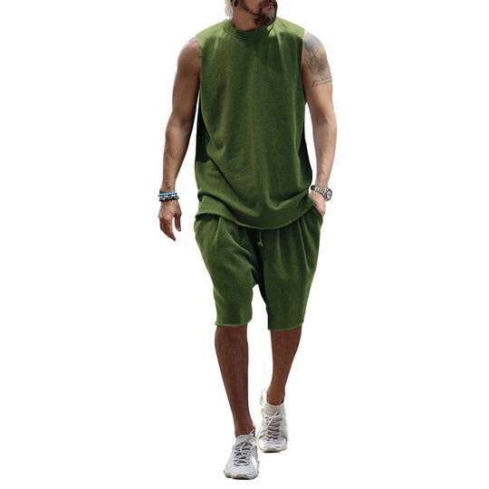 Herren sportliches Tanktop und Shorts-Set aus hochwertigem Baumwollmix R&B