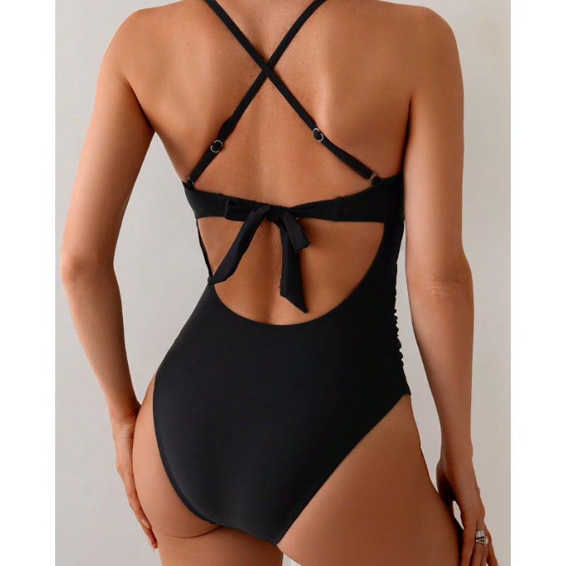 Damen Eleganter Badeanzug mit verziertem Ausschnitt R&B