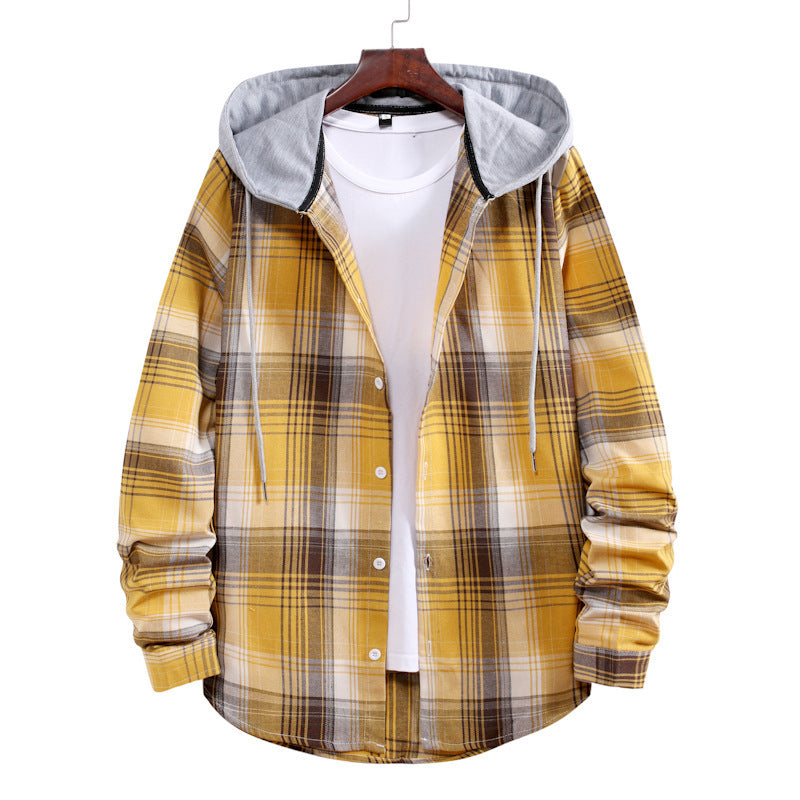 Herren Flanellhemdjacke mit Hood und modernem Karomuster