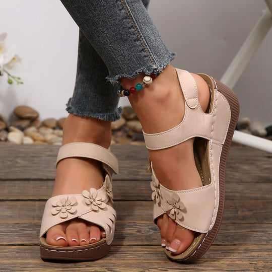 Damen bequeme Sandalen mit buntem Blumendesign R&B