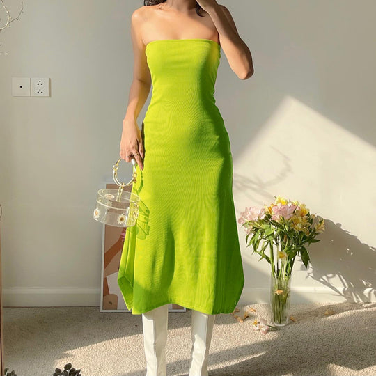 Damen Maxikleid mit schulterfreiem Design und figurschmeichelnder Passform R&B
