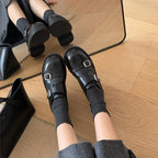 Damen elegante Schnürschuhe mit modischem Schnallenverschluss R&B