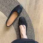 Damen Ballerinas mit eleganter Schleifenverzierung und weichem Leder