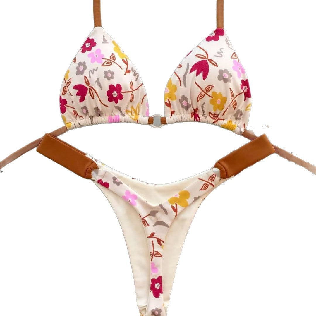 Damen Triangel-Bikini mit frischem Melonenmuster R&B