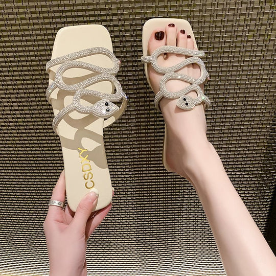 Damen Sandalen mit funkelndem Strass-Design und komfortabler Sohle R&B