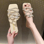 Damen Sandalen mit funkelndem Strass-Design und komfortabler Sohle R&B