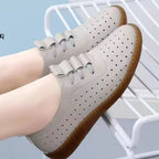 Damen atmungsaktive Sneaker mit modischem Lochdesign und rutschfester Sohle R&B