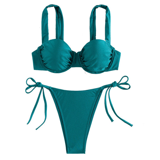 Damen Push-Up Bikini mit großzügigen Trägern und stilvollen Schleifen R&B