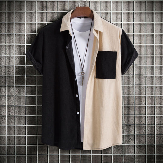 Herren Kurzarmhemd mit unterschiedlichen Texturen und modernem Design R&B