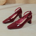 Damen elegante Lackleder Pumps mit komfortablem Blockabsatz