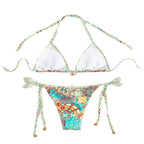 Damen Triangel-Bikini mit verspieltem Bindesystem und farbenfrohem Muster R&B