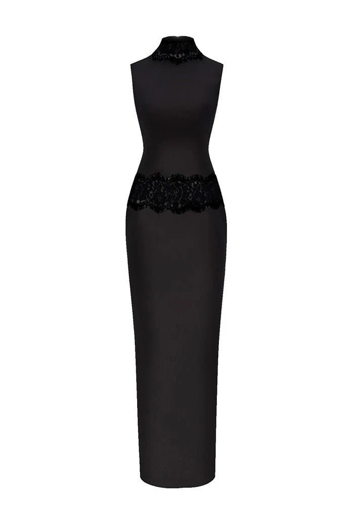 Damen Elegantes und figurbetontes Abendkleid mit Spitzenakzenten R&B