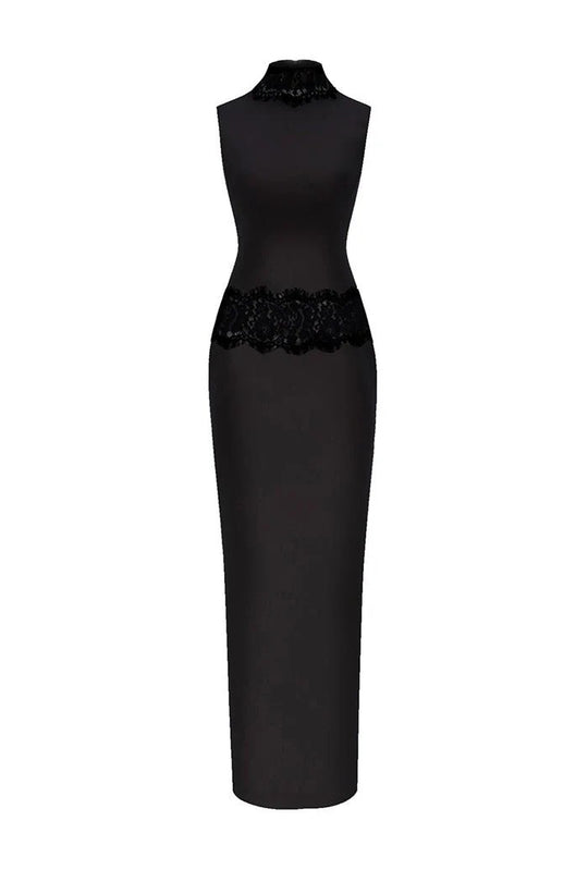 Damen Elegantes und figurbetontes Abendkleid mit Spitzenakzenten R&B