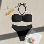 Damen Bandeau-Bikini-Set mit raffinierten Rüschendetails
