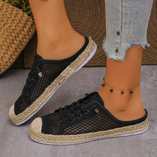 Damen Slip-On Sneaker mit modischem Netzdesign und geflochtenem Fußbett R&B