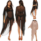 Damen transparenter Strandüberwurf mit fließendem Design R&B
