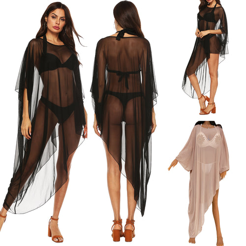 Damen transparenter Strandüberwurf mit fließendem Design R&B