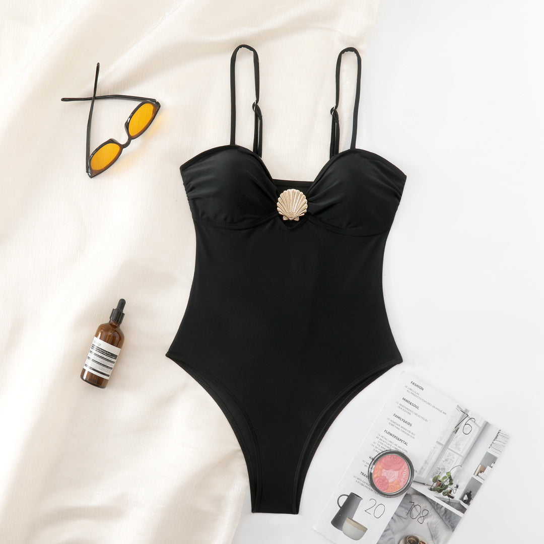Damen Eleganter Badeanzug mit Muschel-Detail R&B