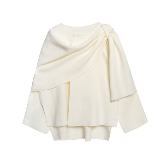 Damen gemütlicher Strickponcho mit raffinierten Drapierungen R&B