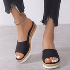 Damen Wedgesandalen mit eleganter Jute-Details