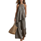 Damen luftiger Jumpsuit mit asymmetrischem Schnitt R&B
