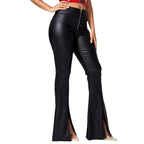 Damen Kunstlederhose mit seitlichen Schlitzen