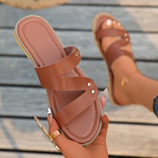 Damen komfortable Cross-Sandalen mit modischer Riemchenstruktur R&B
