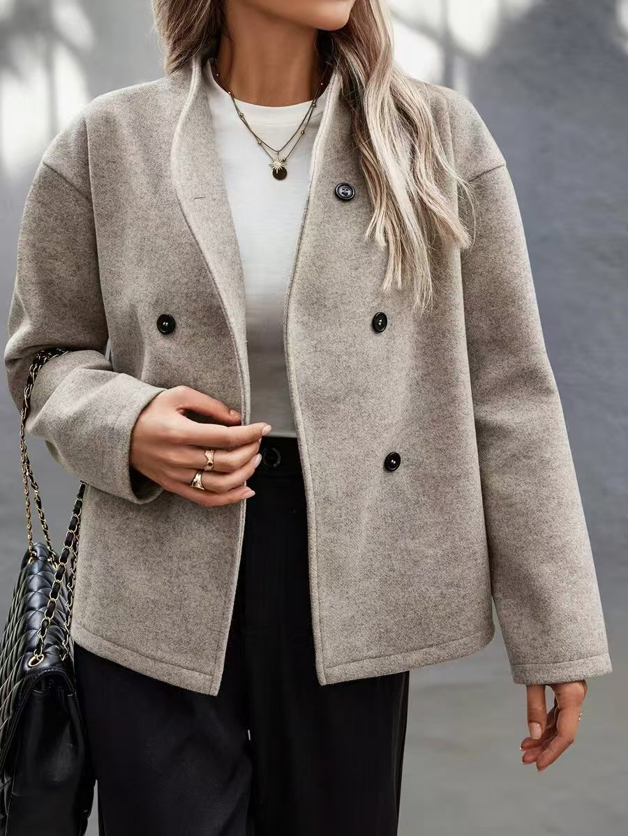 Damen Modische Wolljacke im eleganten Look mit doppelter Knopfreihe R&B