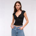 Damen Spitzen-Oberteil mit elegantem V-Ausschnitt und Rüschendetails R&B