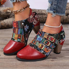 Damen Schuhwerk mit floralem Design und robustem Blockabsatz R&B